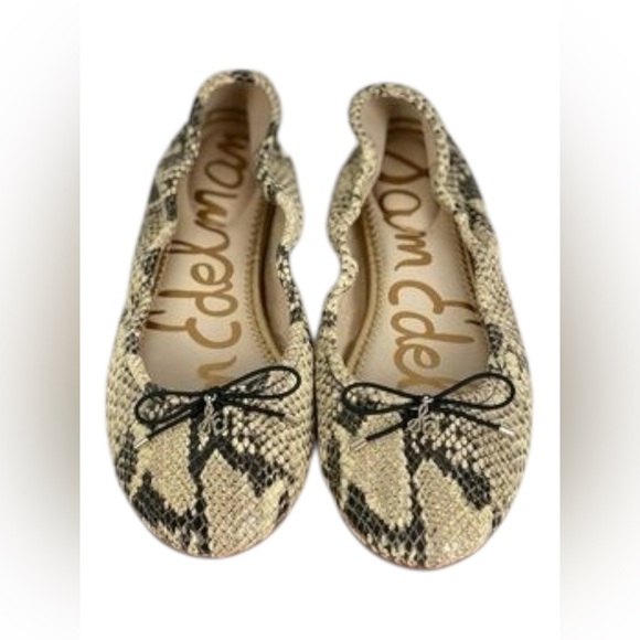 Sam Edelman Shoes Women 6 Felicia Leather Snakeskin Reptile Ballet Flat Slip On - Picture 1 of 12